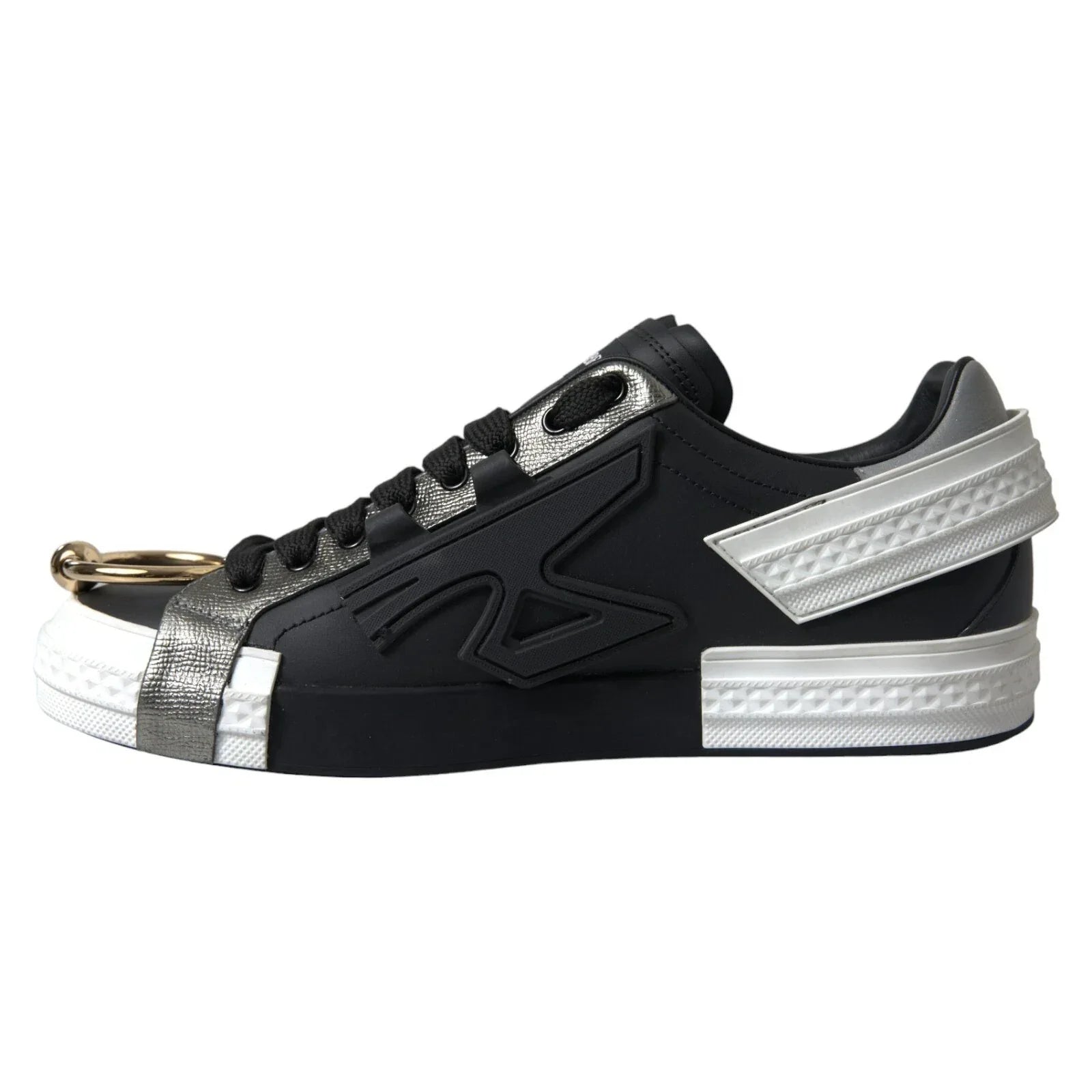 Dolce & Gabbana Black Leather Low Top Sneakers Portofino Shoes - Zeiniez