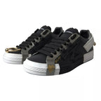 Dolce & Gabbana Black Leather Low Top Sneakers Portofino Shoes - Zeiniez