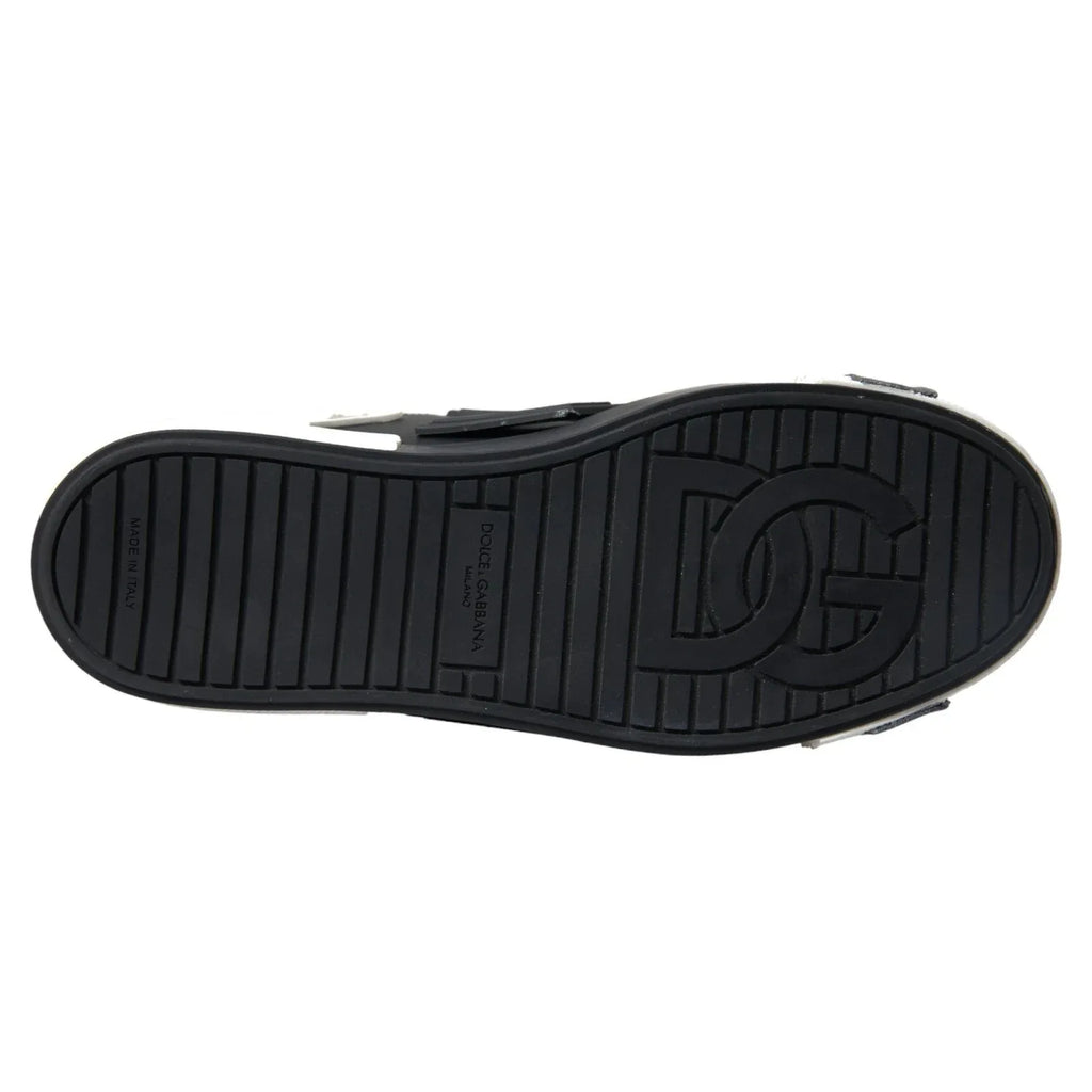 Dolce & Gabbana Black Leather Low Top Sneakers Portofino Shoes - Zeiniez