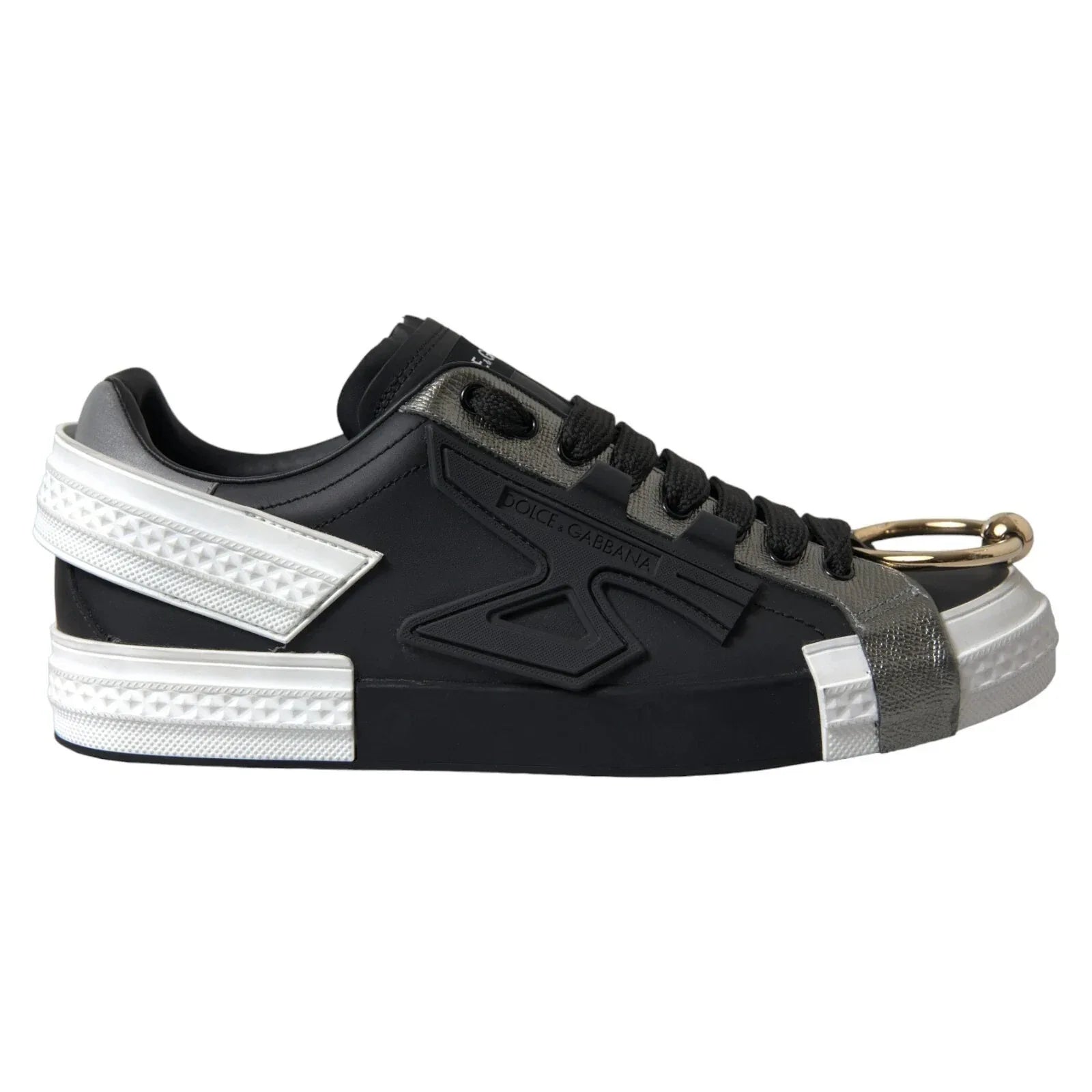 Dolce & Gabbana Black Leather Low Top Sneakers Portofino Shoes - Zeiniez