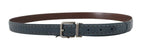 Dolce & Gabbana Blue Perforated Leather Gray Buckle Belt - Zeiniez