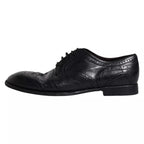 Dolce & Gabbana Dark Blue Leather Derby Wingtip Formal Shoes - Zeiniez