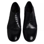 Dolce & Gabbana Dark Blue Leather Derby Wingtip Formal Shoes - Zeiniez