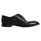 Dolce & Gabbana Dark Blue Leather Derby Wingtip Formal Shoes - Zeiniez