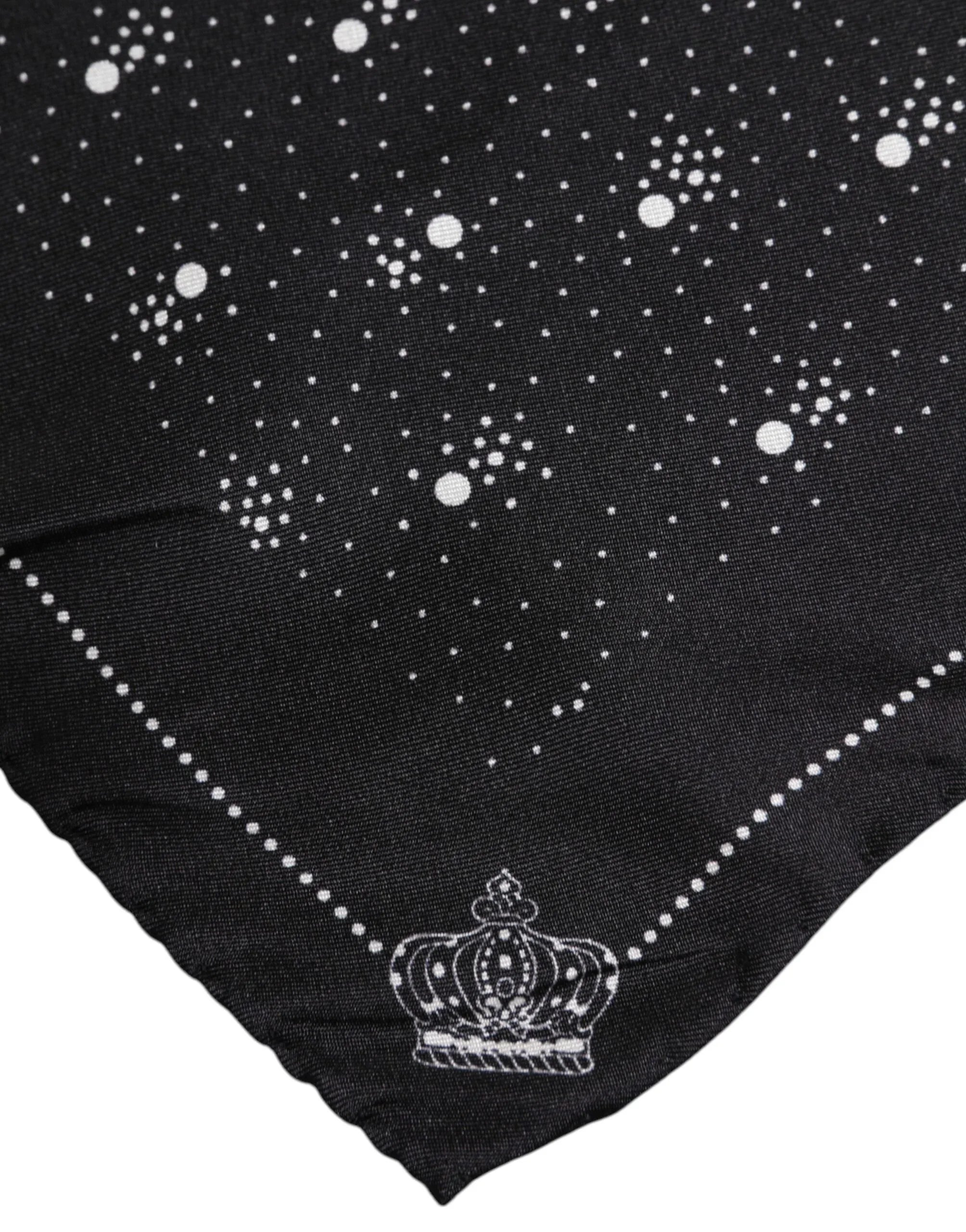 Dolce & Gabbana Black White Printed Square Men Foulard Scarf - Zeiniez