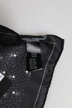 Dolce & Gabbana Black White Printed Square Men Foulard Scarf - Zeiniez