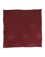 Dolce & Gabbana Maroon Silk Crown Square Men Foulard Scarf - Zeiniez
