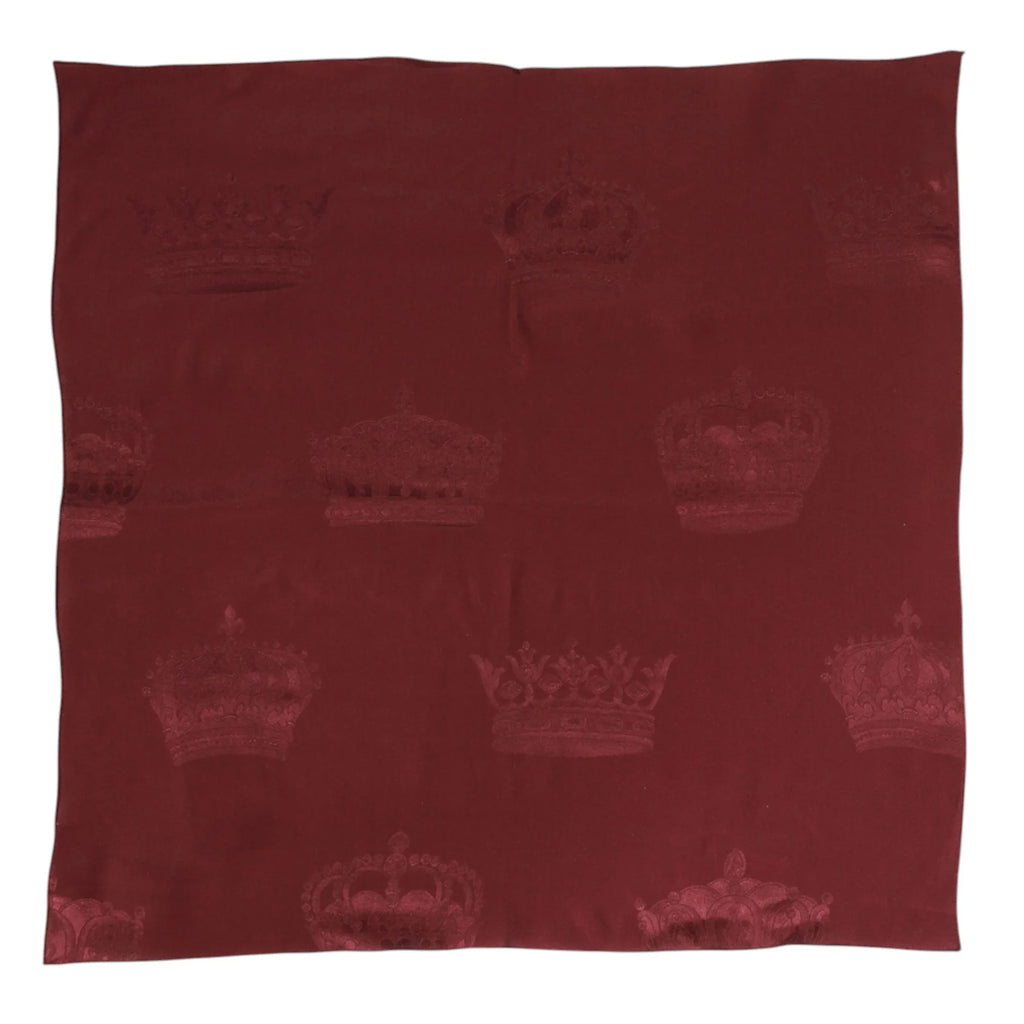 Dolce & Gabbana Maroon Silk Crown Square Men Foulard Scarf - Zeiniez