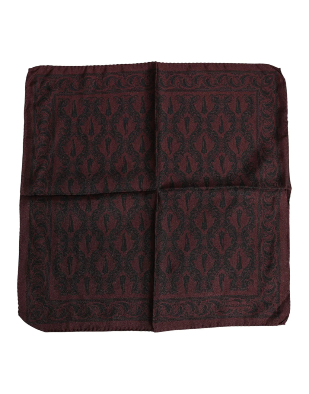 Dolce & Gabbana Maroon Black Printed Square Men Foulard Scarf - Zeiniez