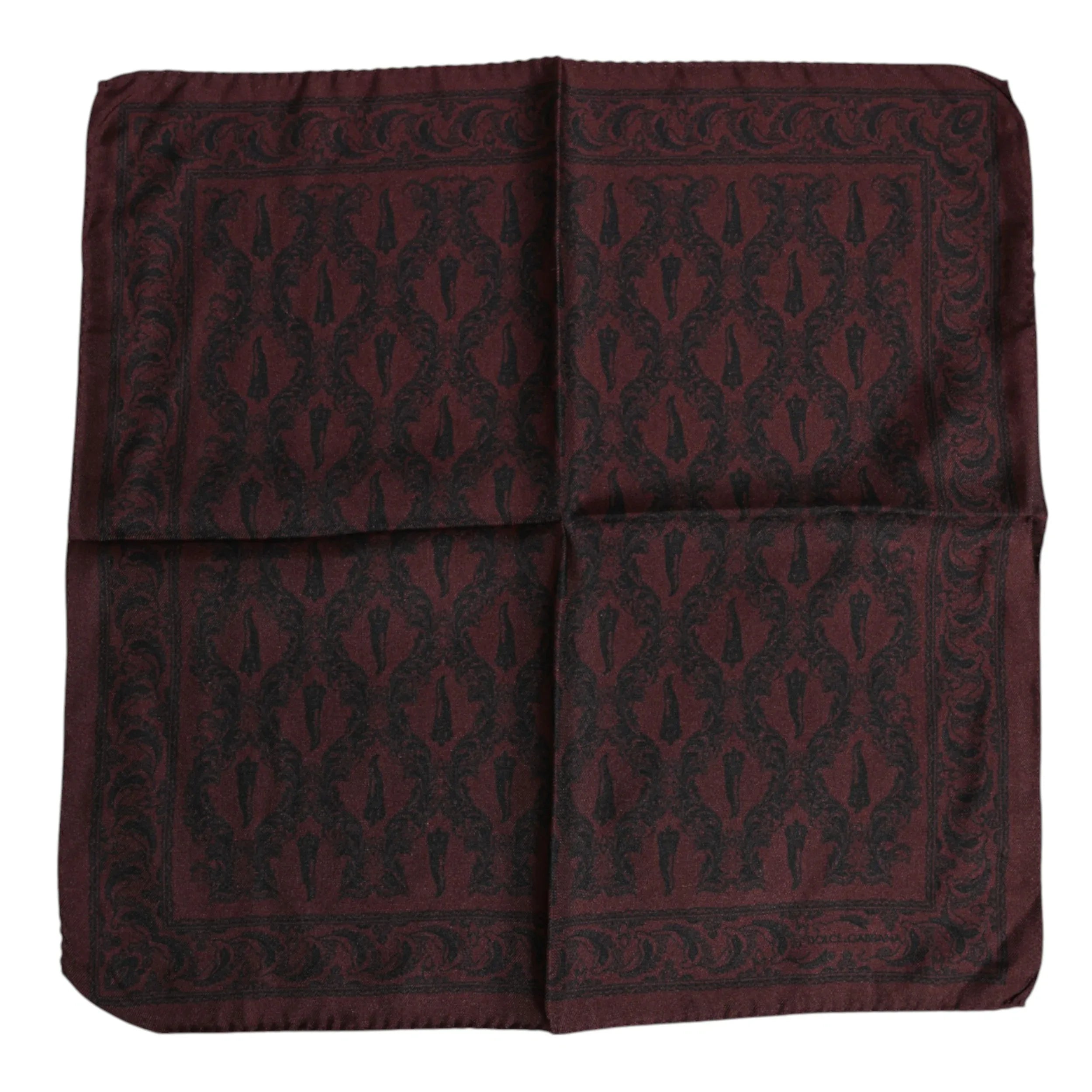 Dolce & Gabbana Maroon Black Printed Square Men Foulard Scarf - Zeiniez
