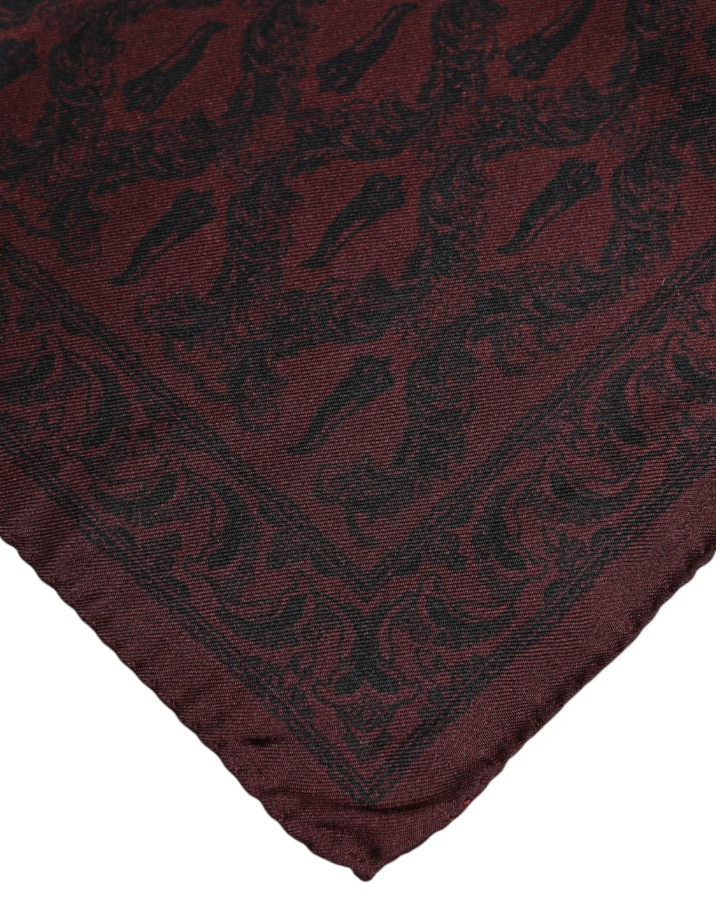 Dolce & Gabbana Maroon Black Printed Square Men Foulard Scarf - Zeiniez