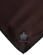 Dolce & Gabbana Brown DG Crown Silk Square Men Foulard Scarf - Zeiniez