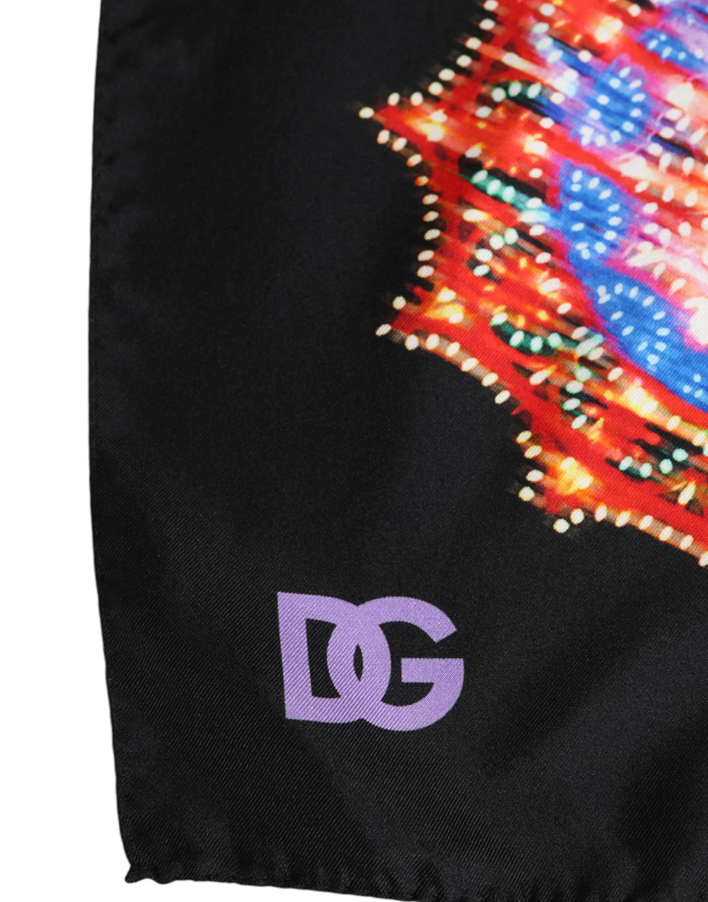 Dolce & Gabbana Black Multicolor Print Square Foulard Scarf - Zeiniez