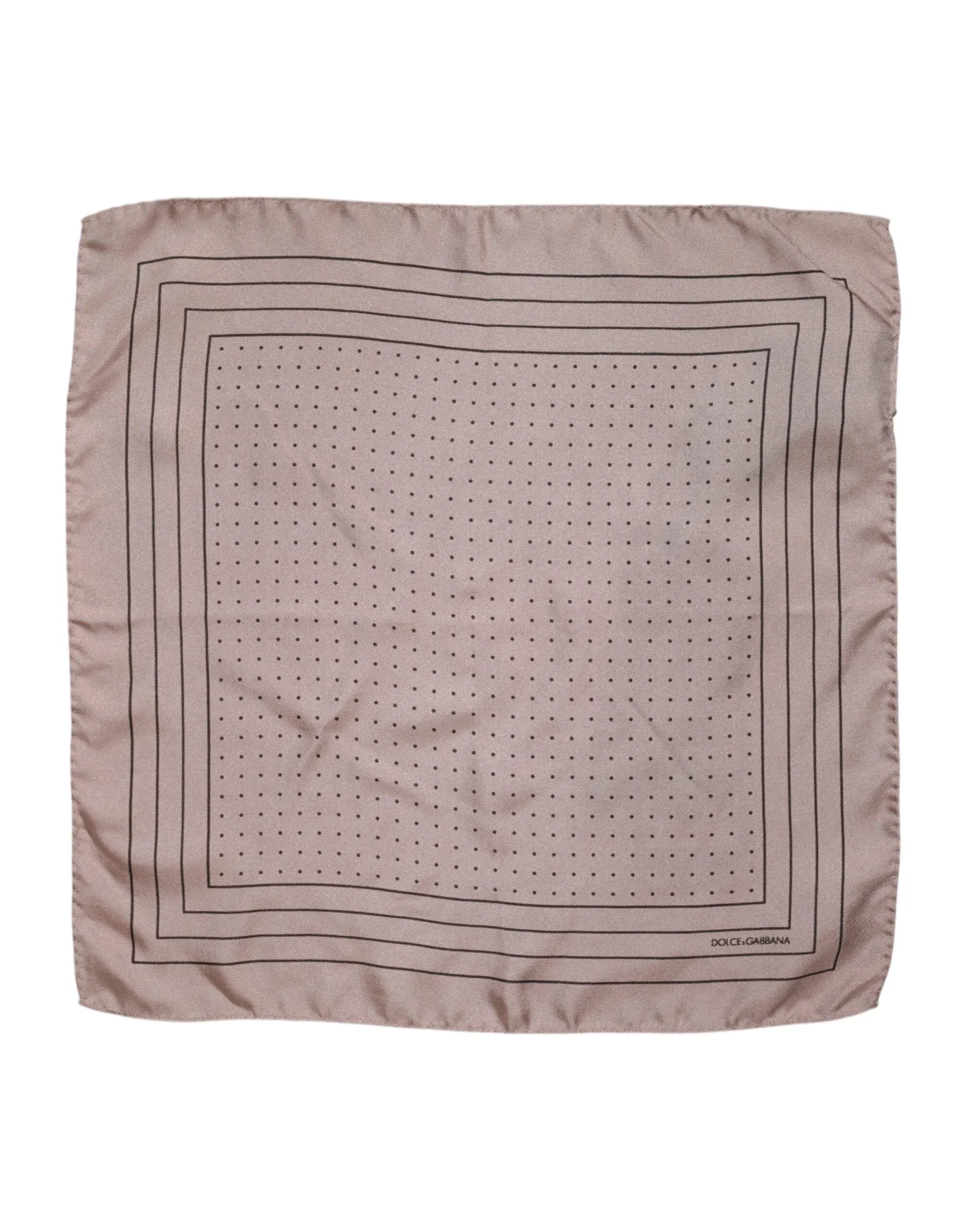 Dolce & Gabbana Beige Dotted Silk Square Men Foulard Scarf - Zeiniez