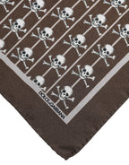 Dolce & Gabbana Brown Skull Silk Square Men Foulard Scarf - Zeiniez