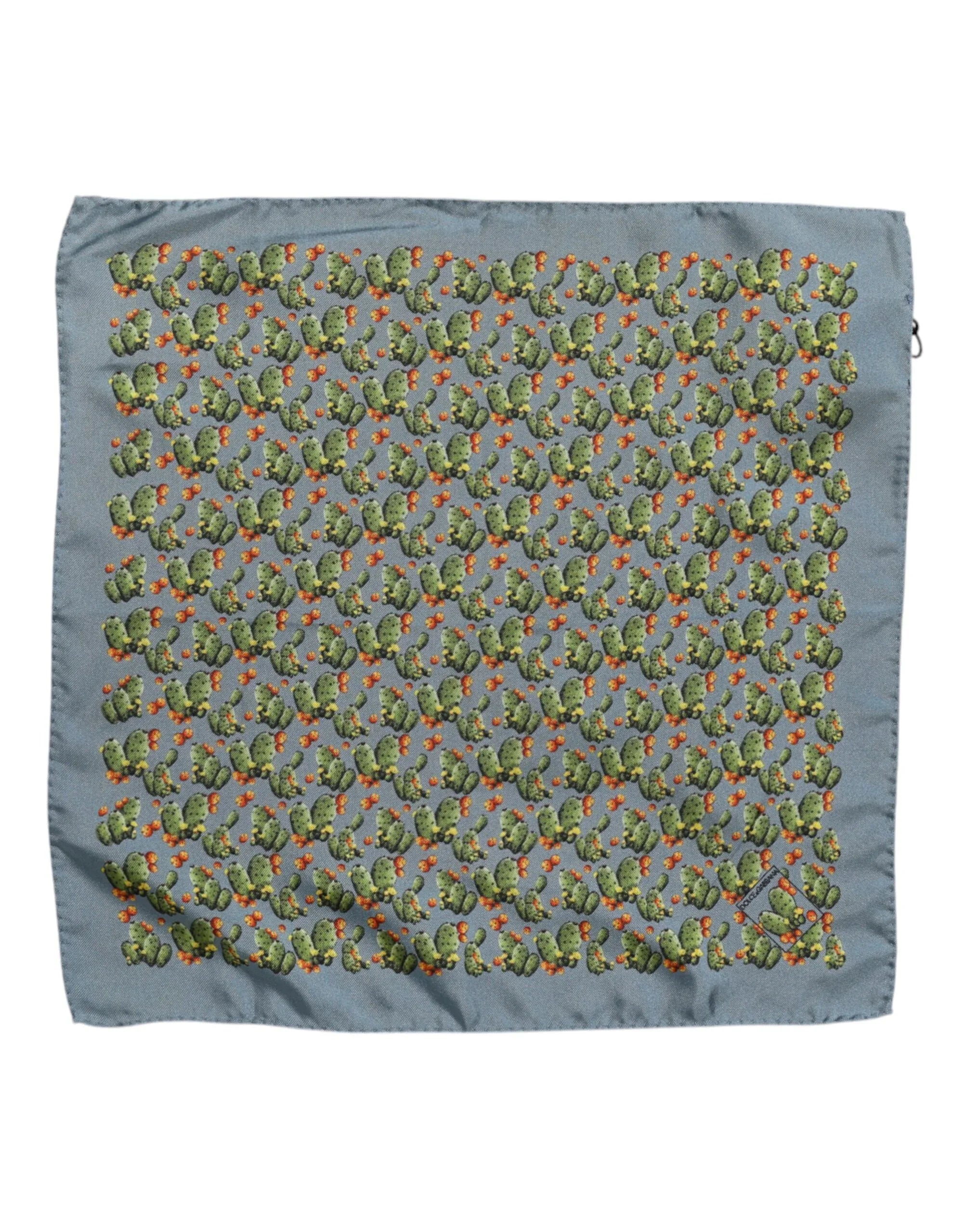 Dolce & Gabbana Gray Green Cactus Print Square Foulard Scarf - Zeiniez