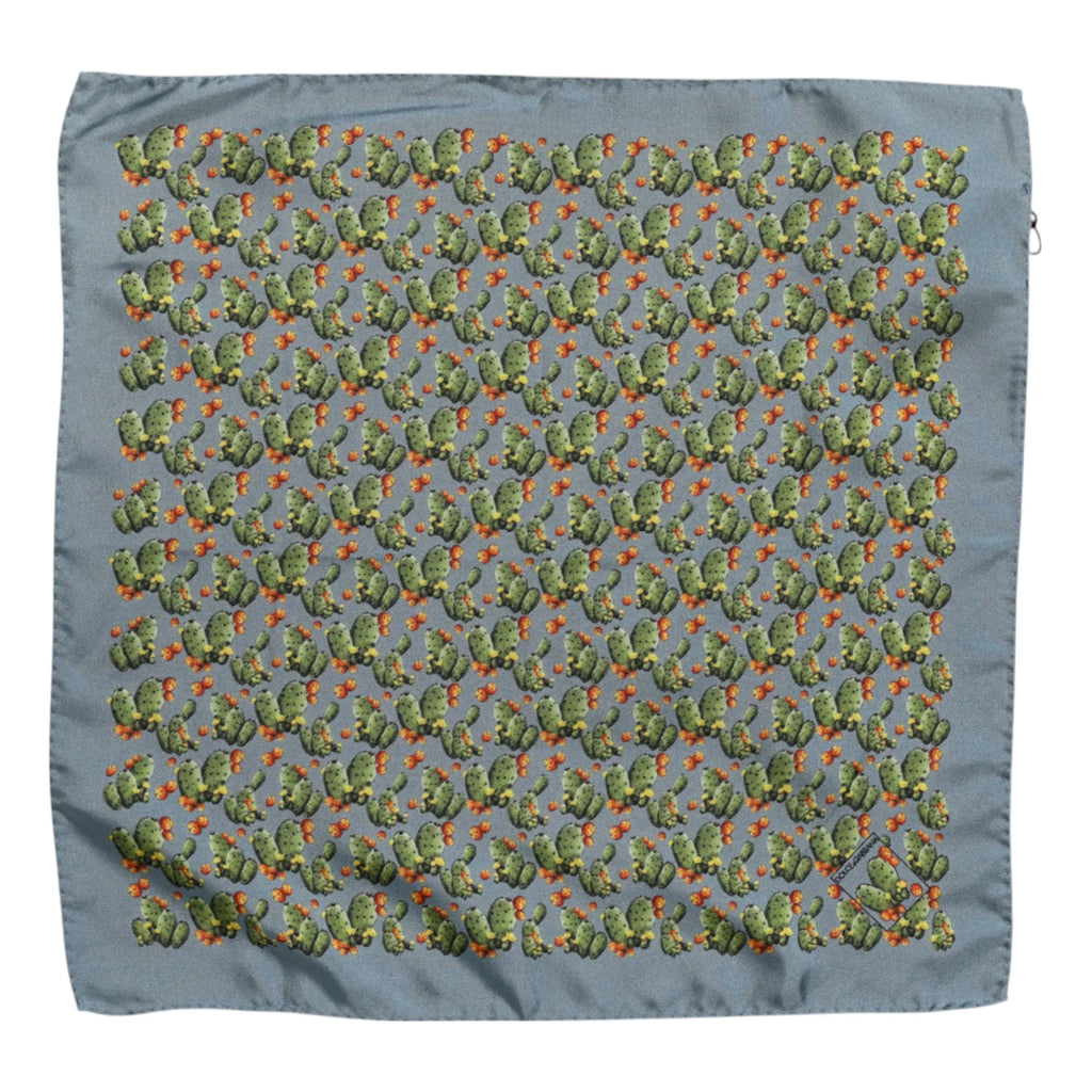 Dolce & Gabbana Gray Green Cactus Print Square Foulard Scarf - Zeiniez