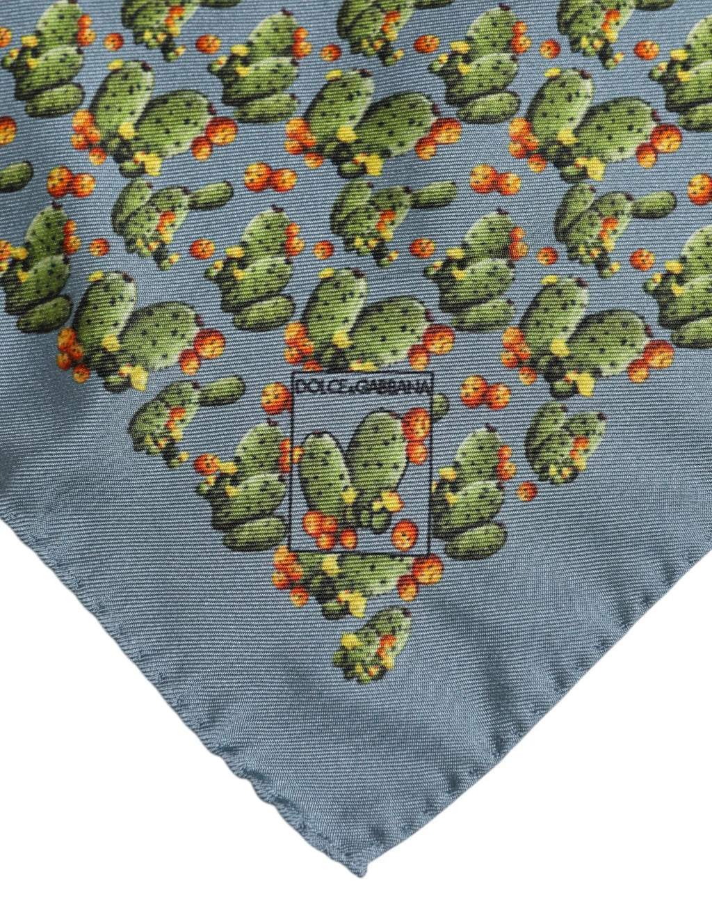 Dolce & Gabbana Gray Green Cactus Print Square Foulard Scarf - Zeiniez