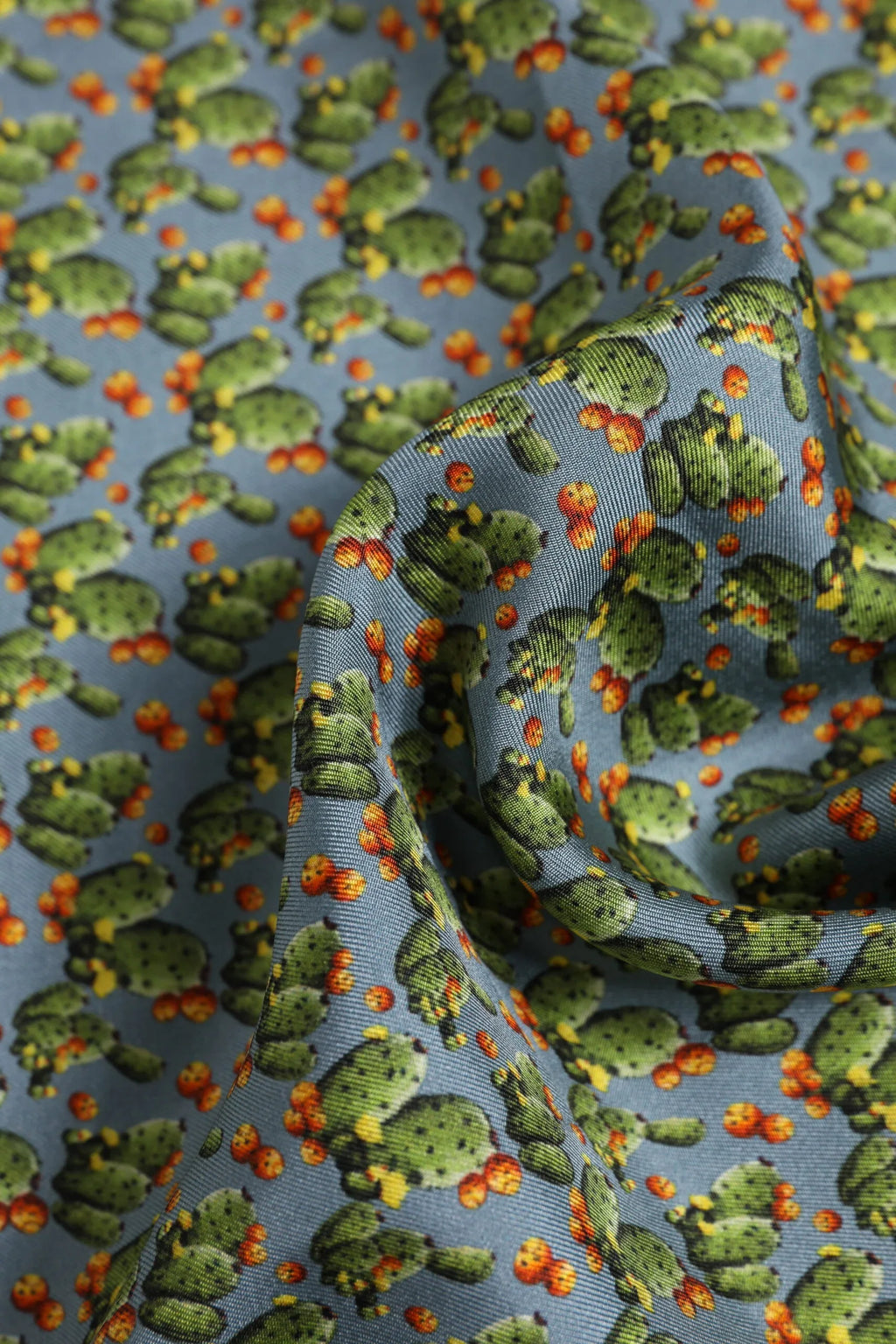 Dolce & Gabbana Gray Green Cactus Print Square Foulard Scarf - Zeiniez