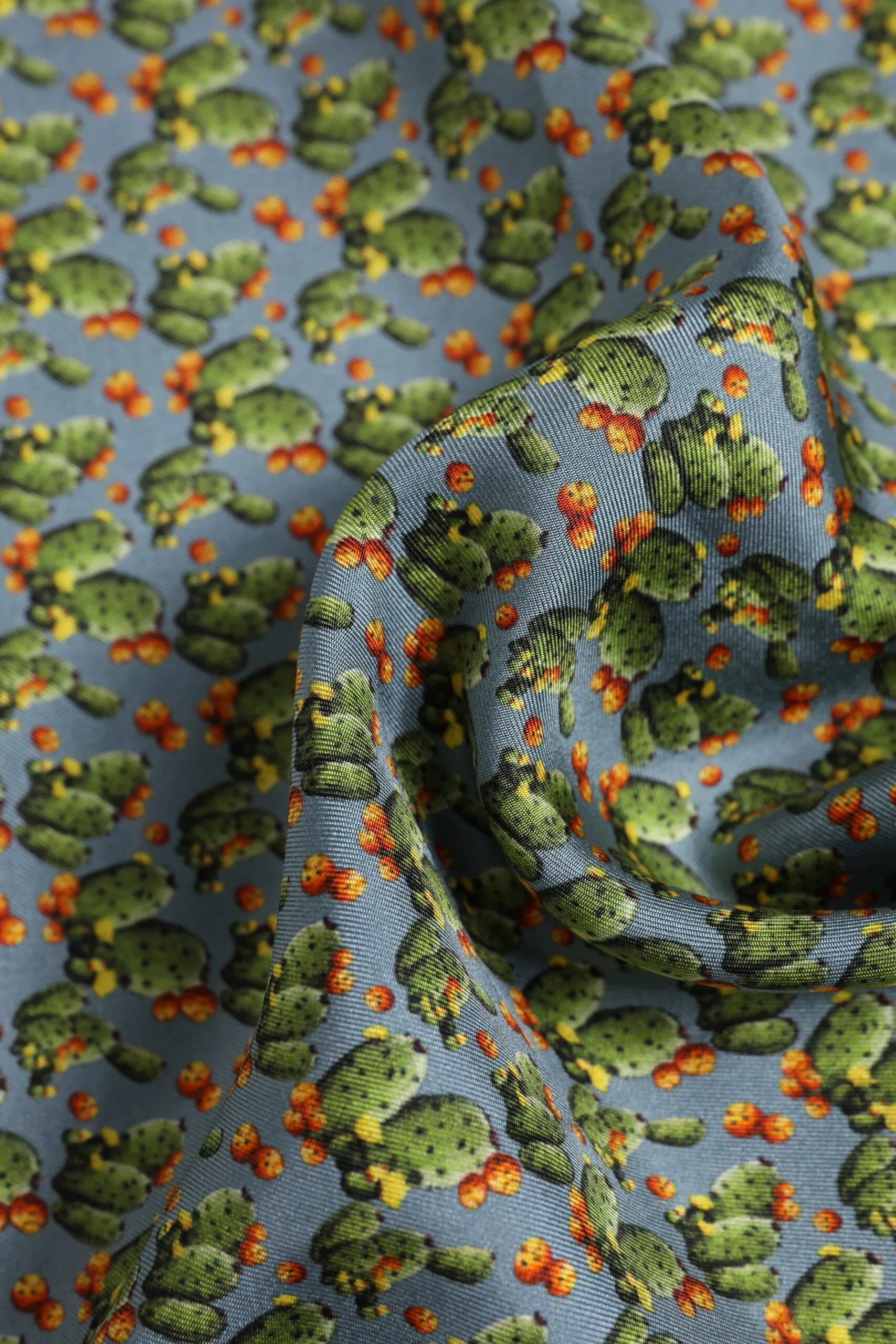 Dolce & Gabbana Gray Green Cactus Print Square Foulard Scarf - Zeiniez