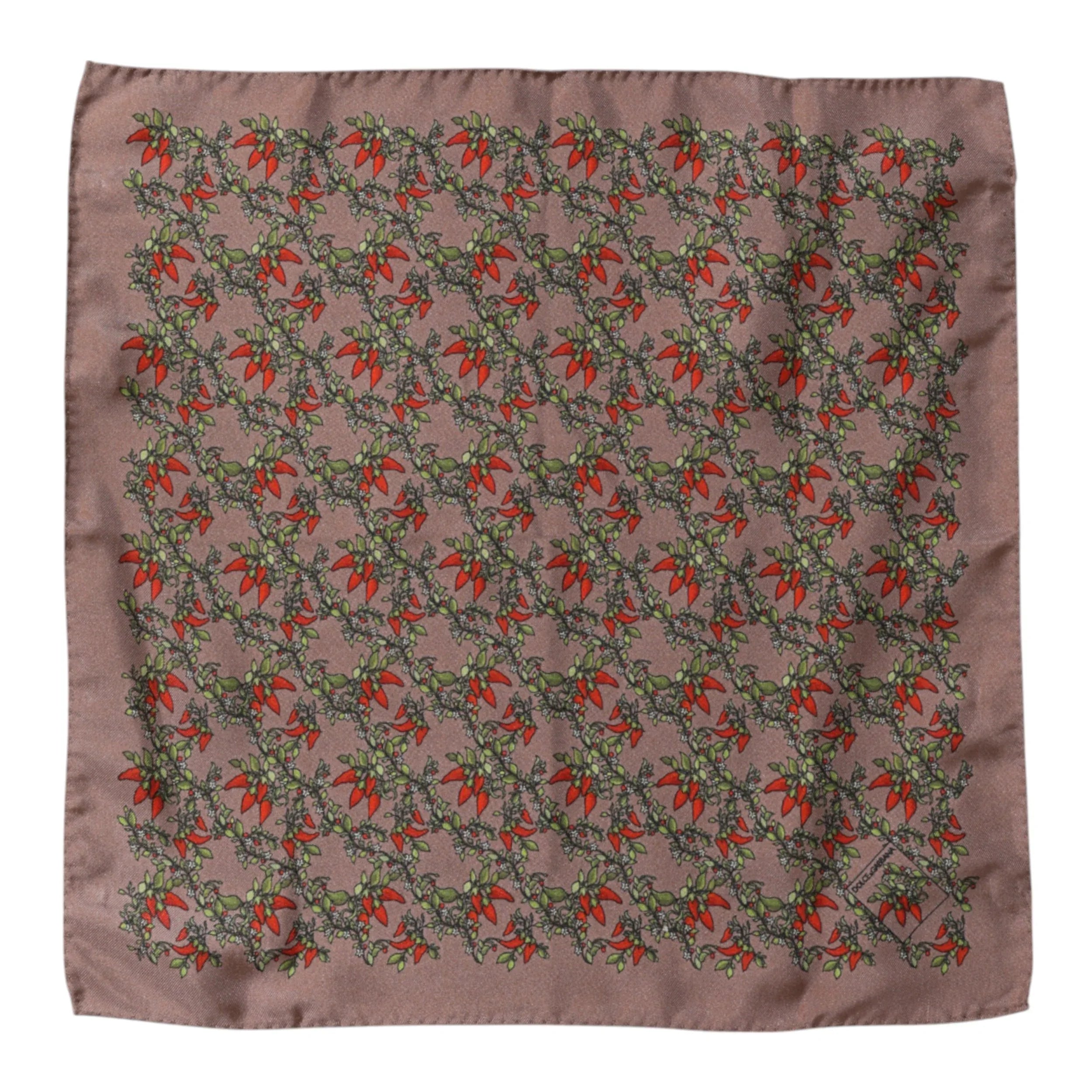 Dolce & Gabbana Brown Chilis Silk Square Men Foulard Scarf - Zeiniez