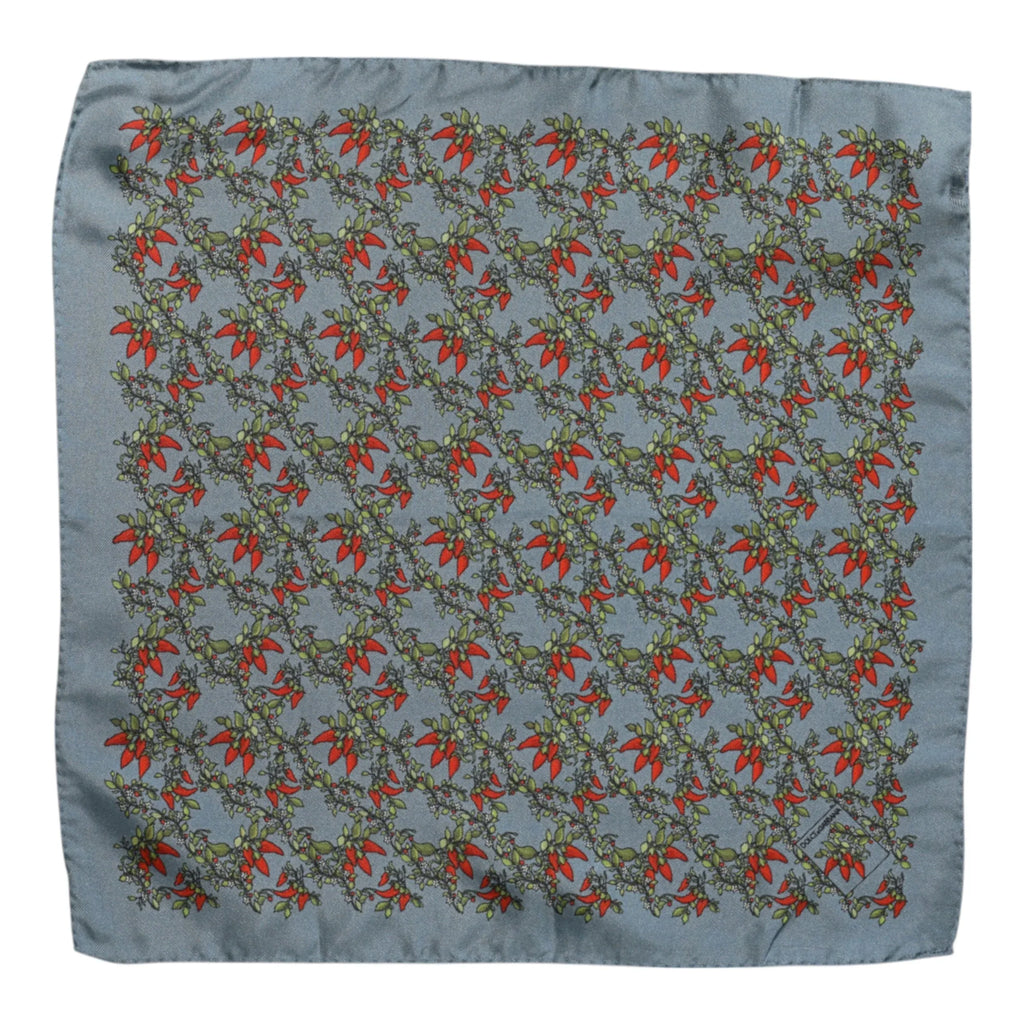 Dolce & Gabbana Gray Chilis Silk Square Men Foulard Scarf - Zeiniez
