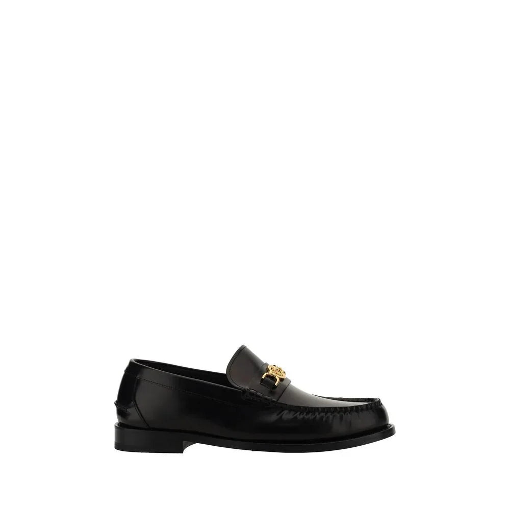 Versace Black Calf Leather Bos Taurus Slip-On Loafers - Zeiniez
