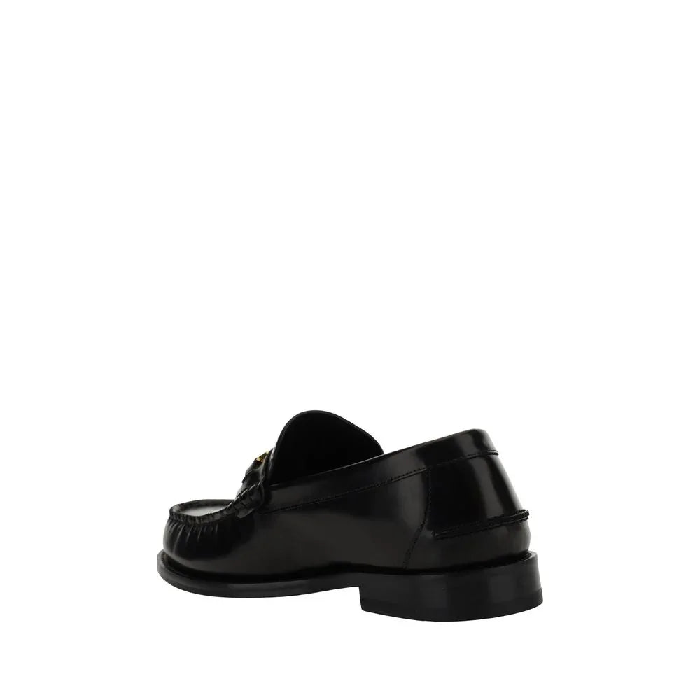 Versace Black Calf Leather Bos Taurus Slip-On Loafers - Zeiniez
