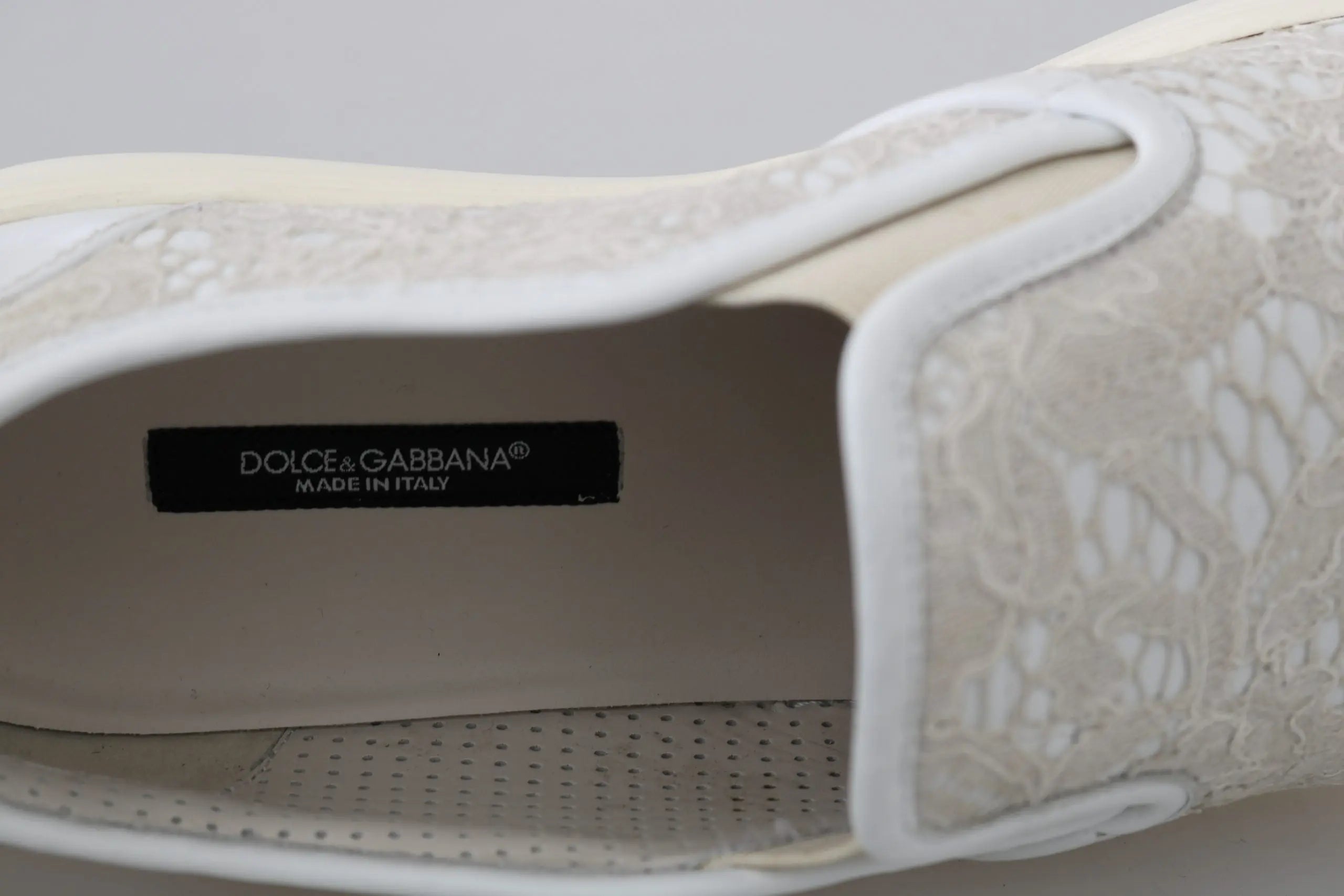 Dolce & Gabbana White Leather Lace Slip On Loafers Shoes - Zeiniez