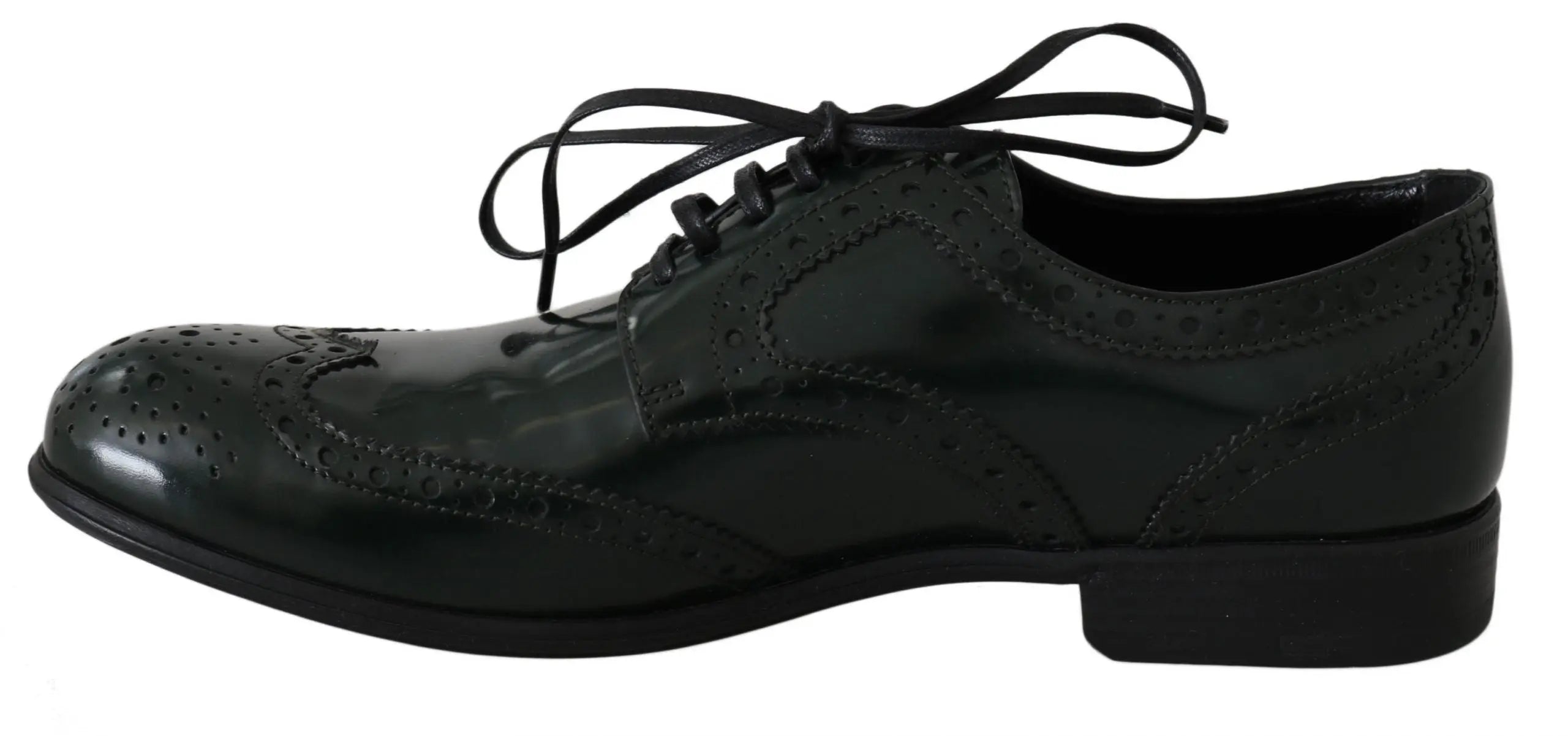 Dolce & Gabbana Green Leather Broque Oxford Wingtip Shoes - Zeiniez