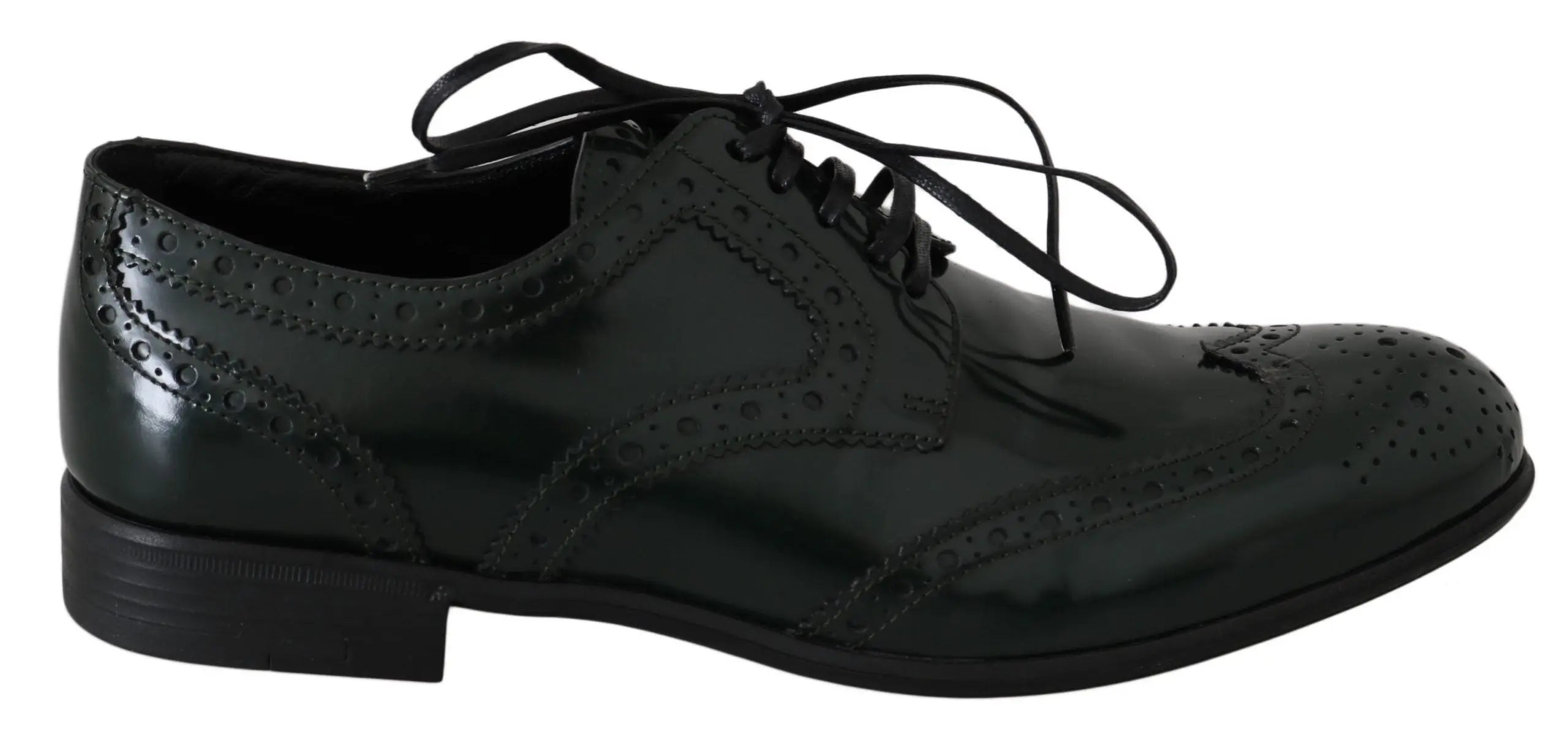 Dolce & Gabbana Green Leather Broque Oxford Wingtip Shoes - Zeiniez