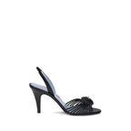 Valentino Garavani Black Calf Leather Bos Taurus Stiletto Heel Sandals - Zeiniez