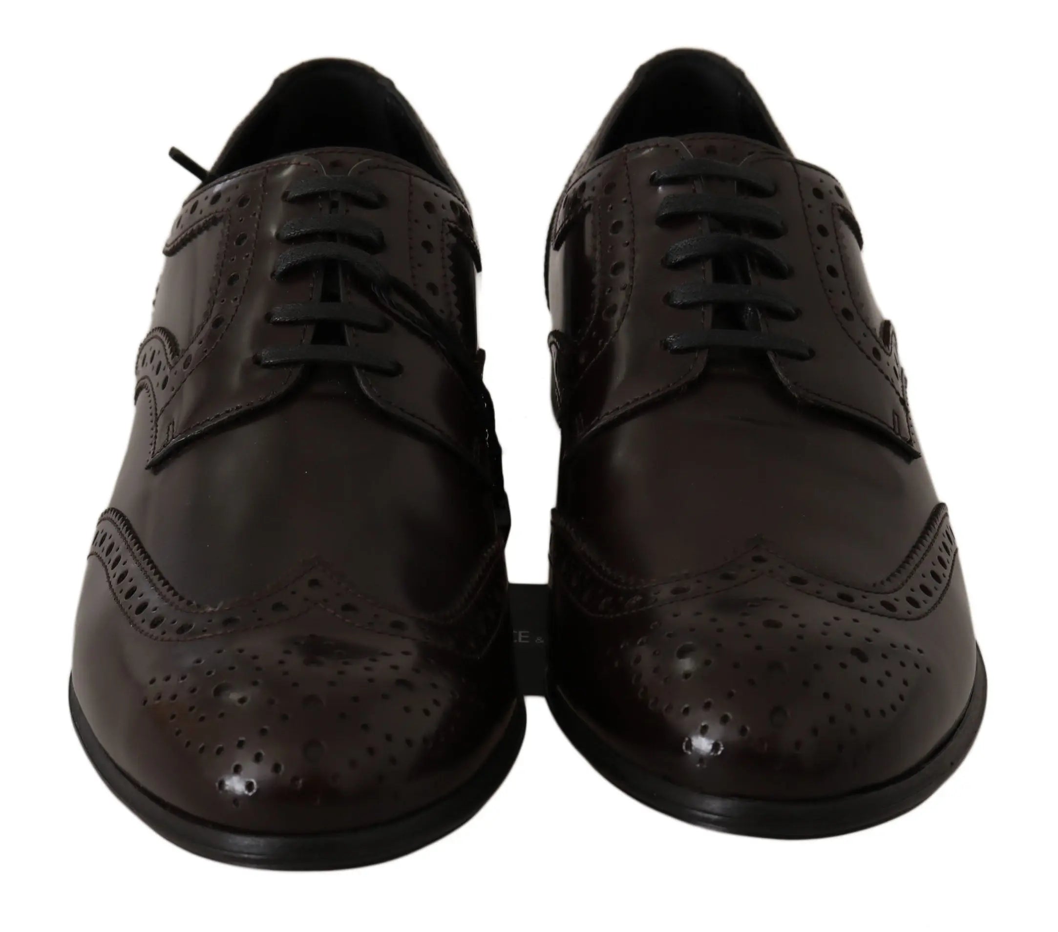 Dolce & Gabbana Brown Leather Broques Oxford Wingtip Shoes - Zeiniez