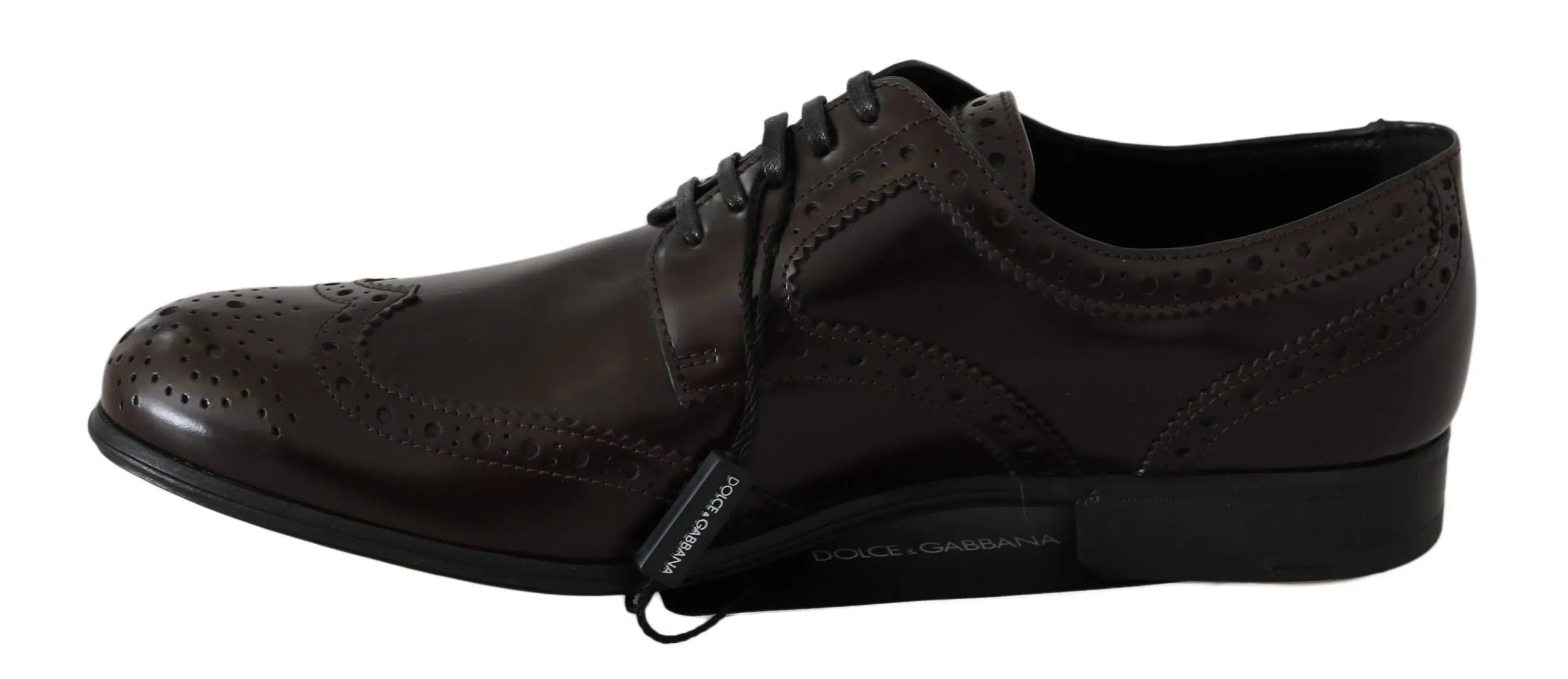 Dolce & Gabbana Brown Leather Broques Oxford Wingtip Shoes - Zeiniez