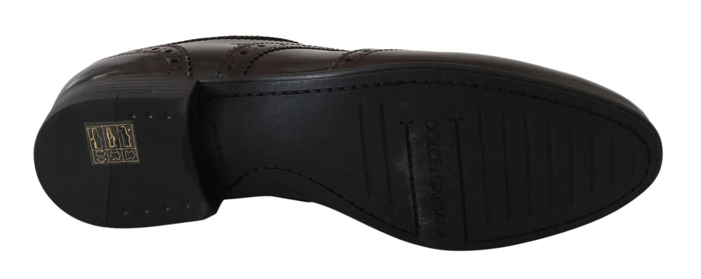 Dolce & Gabbana Brown Leather Broques Oxford Wingtip Shoes - Zeiniez