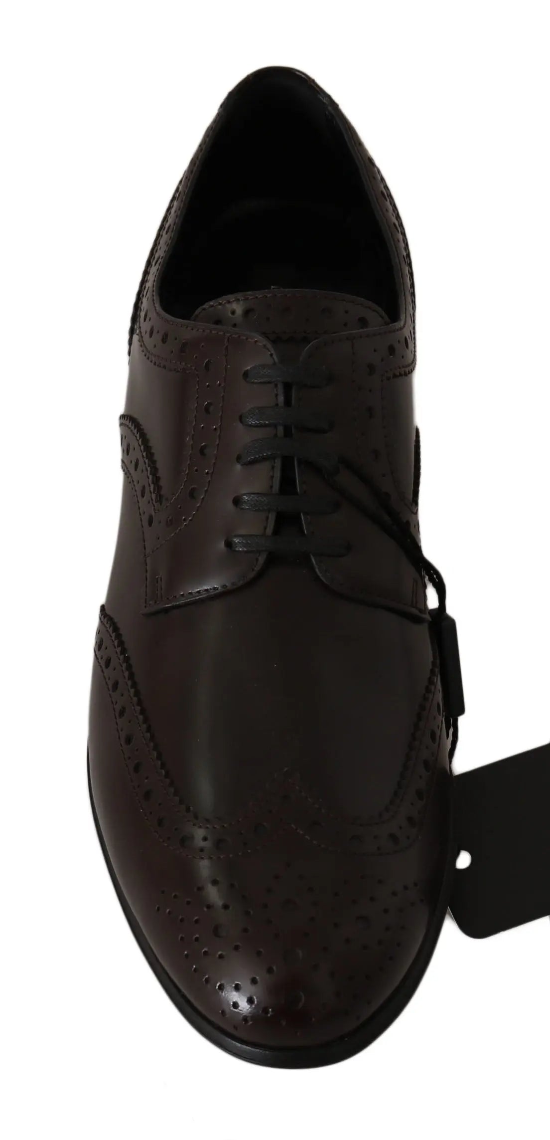 Dolce & Gabbana Brown Leather Broques Oxford Wingtip Shoes - Zeiniez