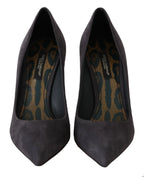 Dolce & Gabbana Gray Suede Leather Stiletto Shoes Heels - Zeiniez