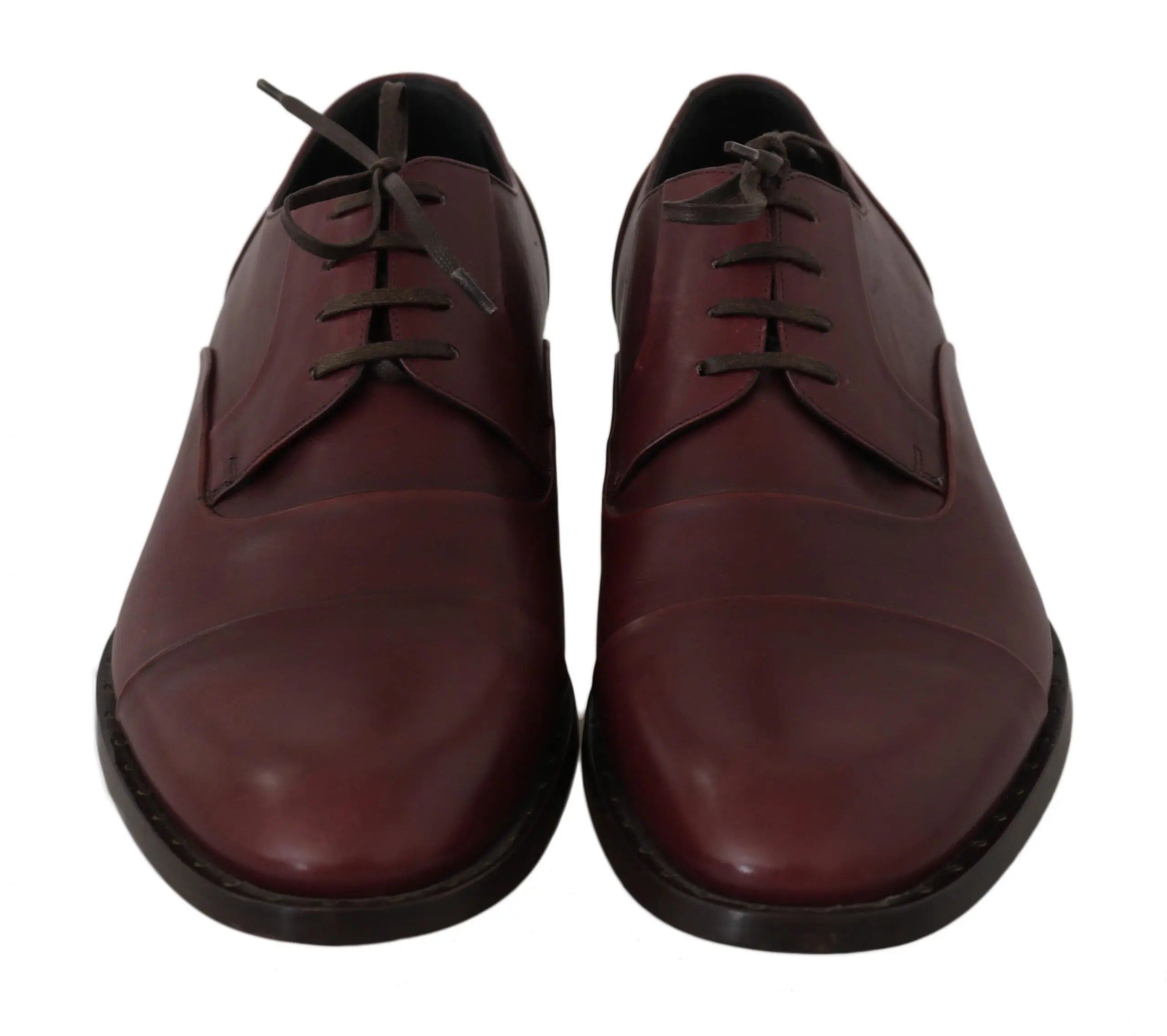 Dolce & Gabbana Red Bordeaux Leather Derby Formal Shoes - Zeiniez