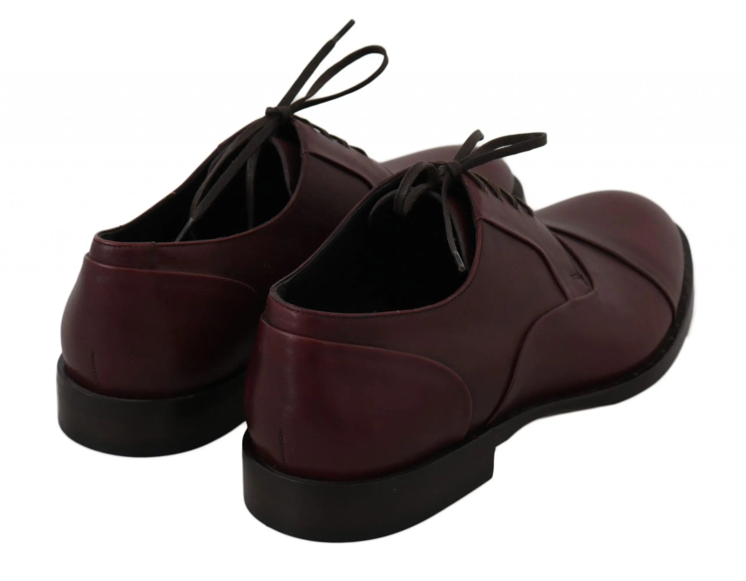 Dolce & Gabbana Red Bordeaux Leather Derby Formal Shoes - Zeiniez