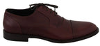 Dolce & Gabbana Red Bordeaux Leather Derby Formal Shoes - Zeiniez