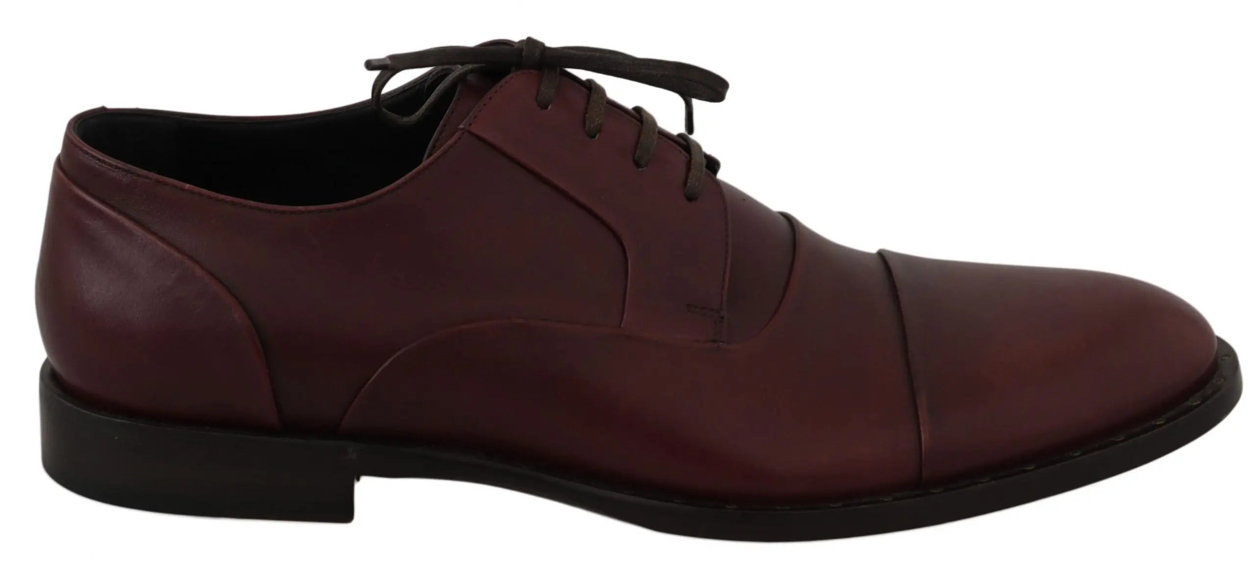 Dolce & Gabbana Red Bordeaux Leather Derby Formal Shoes - Zeiniez