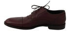 Dolce & Gabbana Red Bordeaux Leather Derby Formal Shoes - Zeiniez