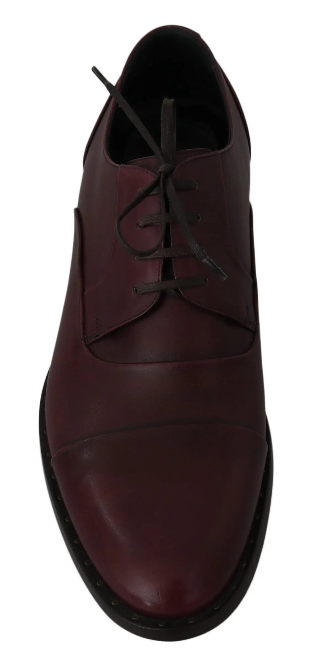 Dolce & Gabbana Red Bordeaux Leather Derby Formal Shoes - Zeiniez