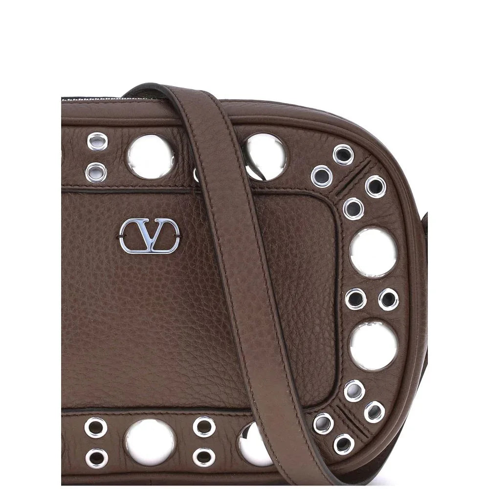 Valentino Garavani Brown Calf Leather Bos Taurus Shoulder Bag - Zeiniez