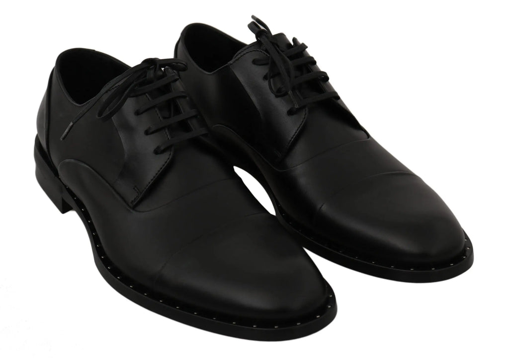 Dolce & Gabbana Black Leather Derby Formal Shoes - Zeiniez