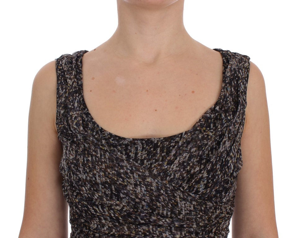 Dolce & Gabbana Dark Silk Shift Gown Full Length Dress Dolce & Gabbana