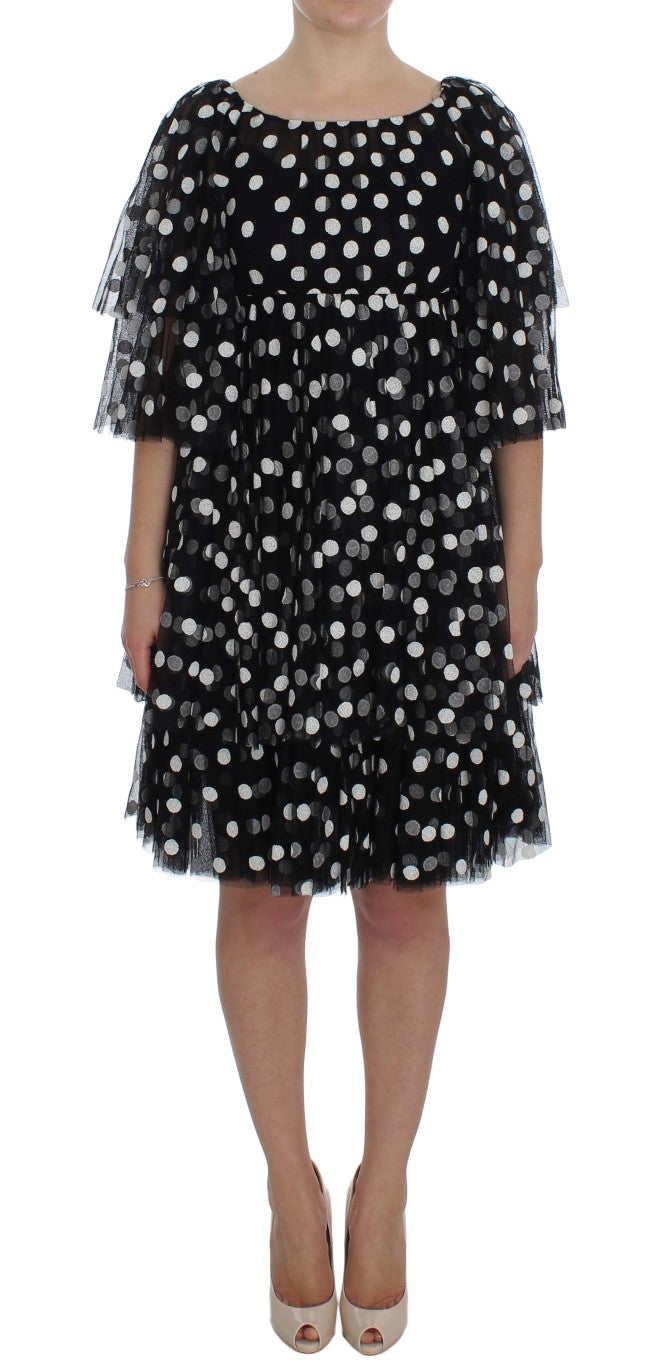 Dolce & Gabbana Black White Polka Dotted Ruffled Dress Dolce & Gabbana