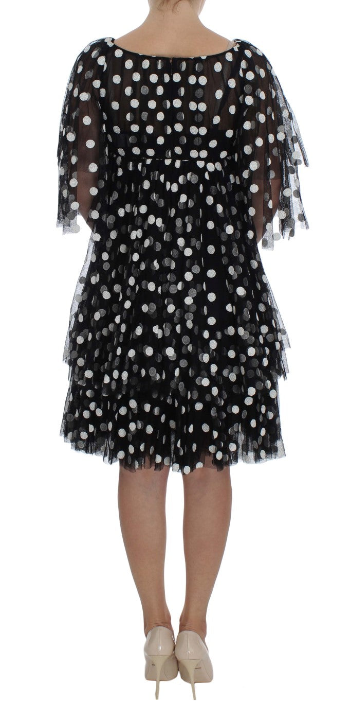 Dolce & Gabbana Black White Polka Dotted Ruffled Dress Dolce & Gabbana