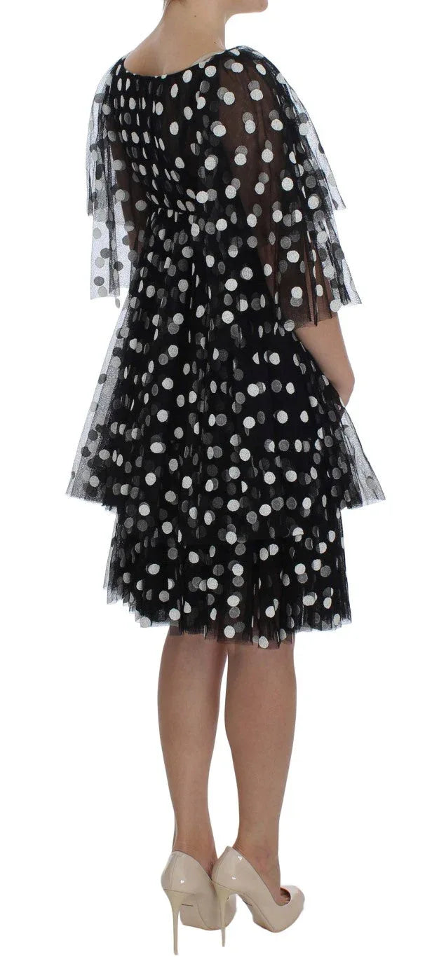 Dolce & Gabbana Black White Polka Dotted Ruffled Dress - Zeiniez