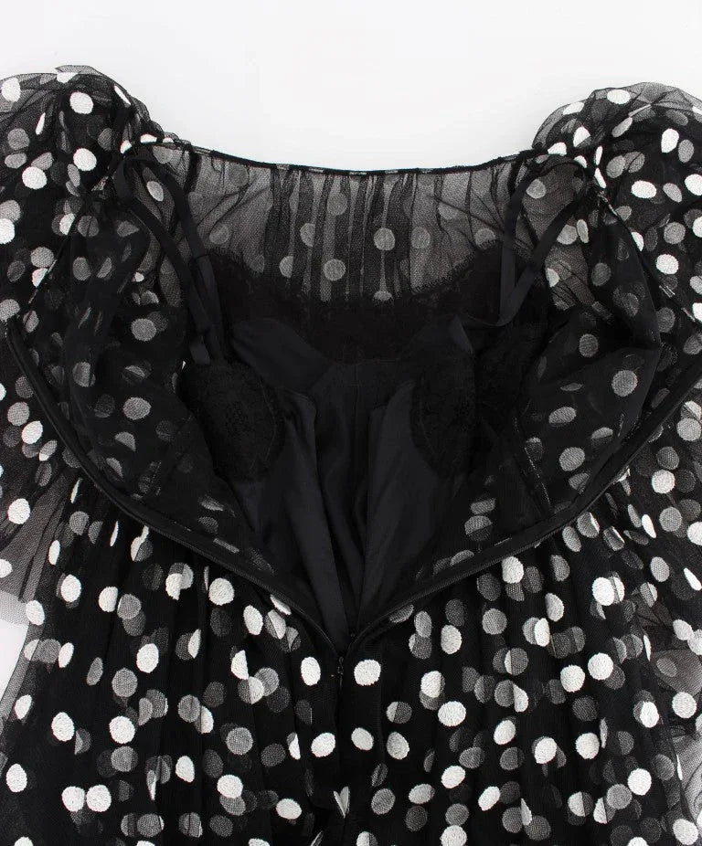 Dolce & Gabbana Black White Polka Dotted Ruffled Dress - Zeiniez